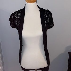 black crocheted sweater